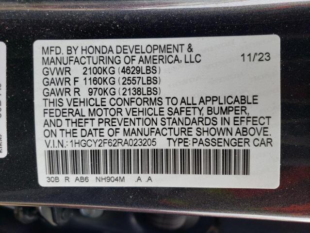 1HGCY2F62RA023205 Honda Accord Hybrid Exl