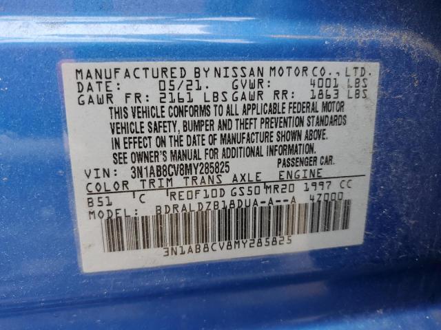 3N1AB8CV8MY285825 Nissan SENTRA SV