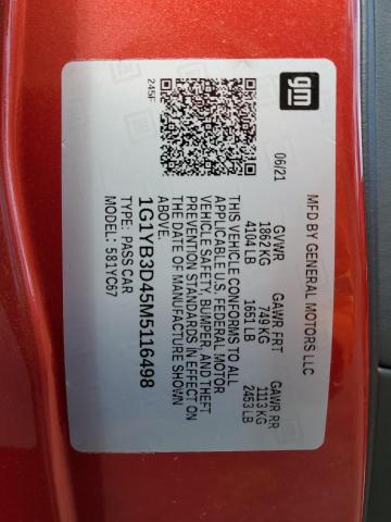 1G1YB3D45M5116498 Chevrolet Corvette Stingray 2lt