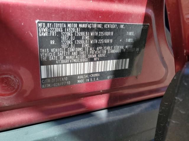 4T3B6RFV7MU038860 Toyota Rav4 Xle Premium