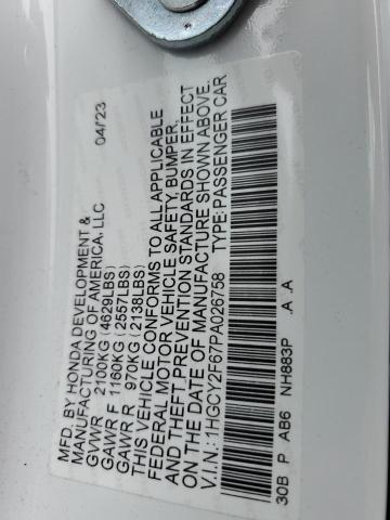 1HGCY2F67PA026758 Honda Accord Hybrid Exl