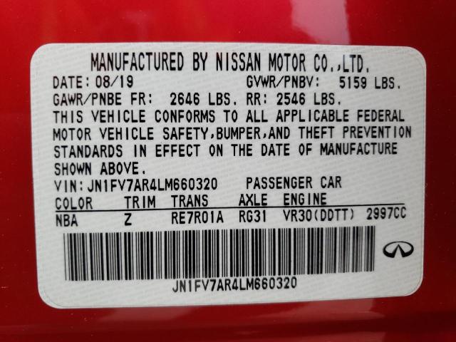 JN1FV7AR4LM660320 Infiniti Q50 Red Sport 400