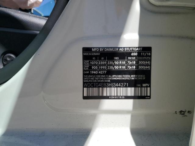WDCTG4EB3HJ344271 Mercedes-Benz GLA 250