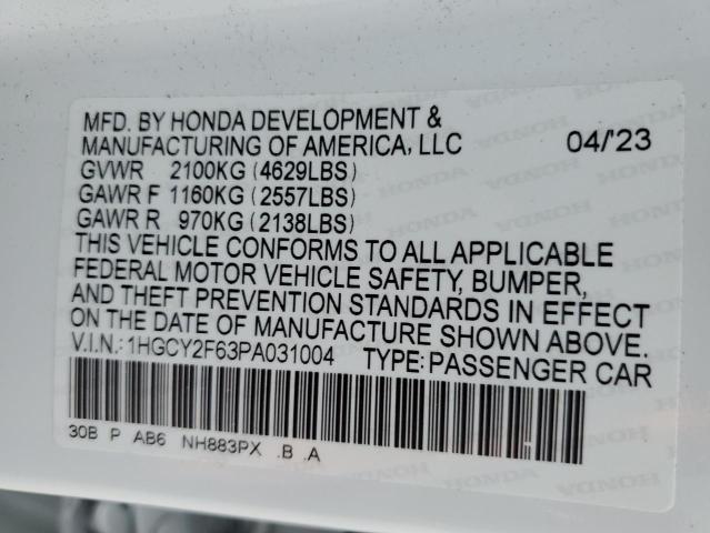1HGCY2F63PA031004 Honda Accord Hybrid Exl