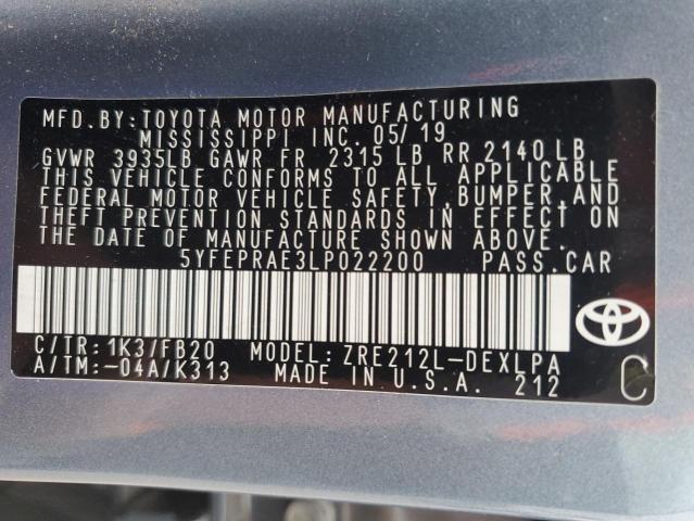 5YFEPRAE3LP022200 Toyota COROLLA LE