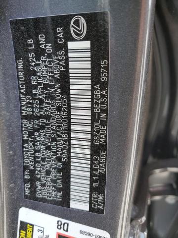58ADZ1B11RU162054 Lexus Es 350 Base