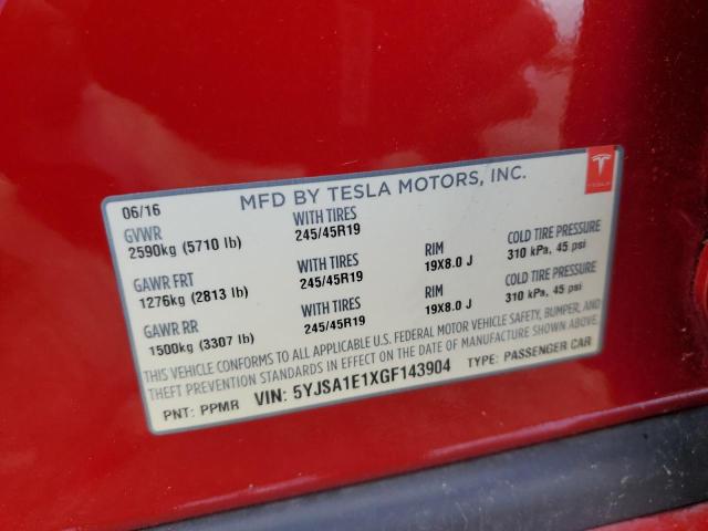 5YJSA1E1XGF143904 Tesla MODEL S