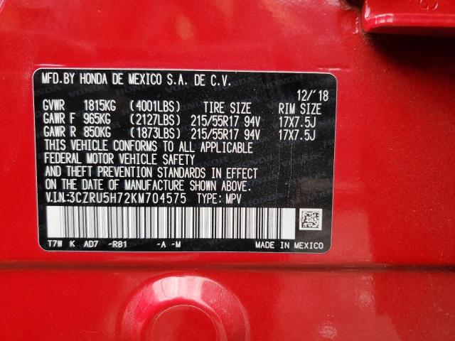 3CZRU5H72KM704575 Honda Hr-v Exl