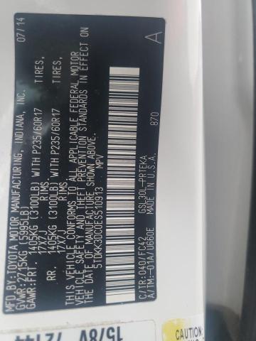 5TDKK3DC0ES510913 Toyota SIENNA LE