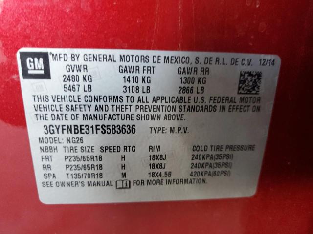 3GYFNBE31FS583636 Cadillac Srx Luxury Collection