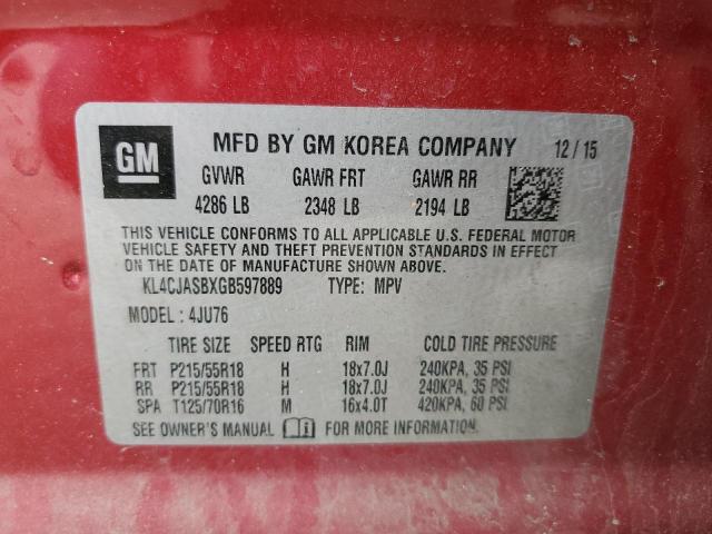 KL4CJASBXGB597889 Buick Encore