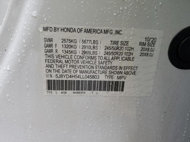 5J8YD4H54LL045803 Acura Mdx Technology