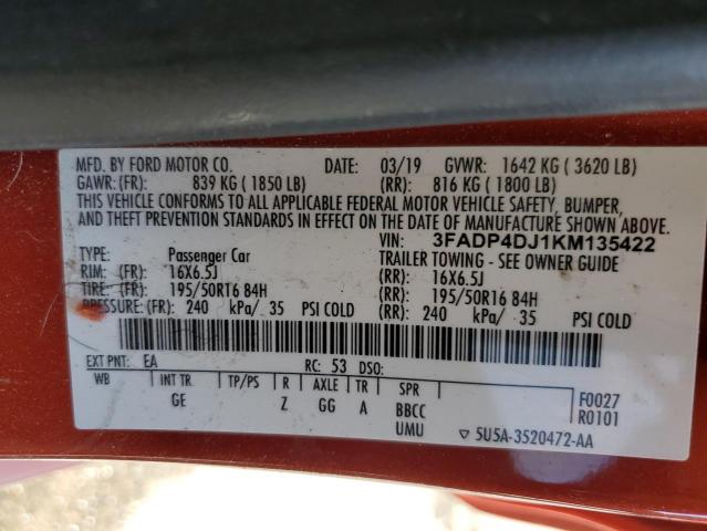 3FADP4DJ1KM135422 Ford FIESTA ST