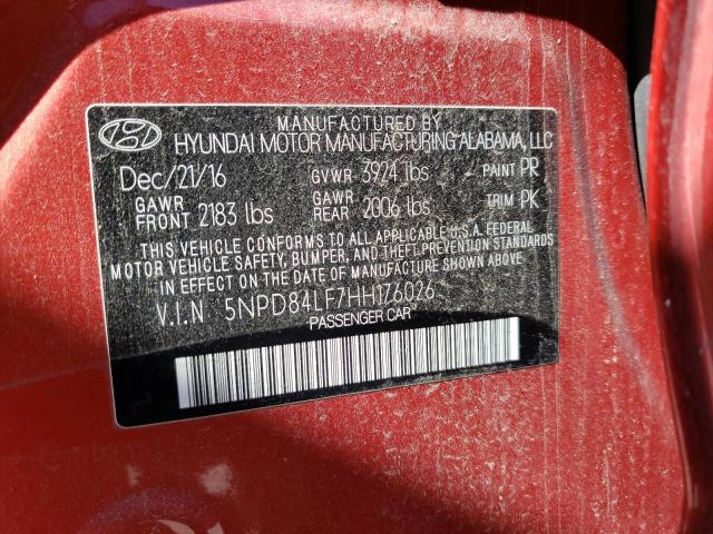5NPD84LF7HH176026 Hyundai ELANTRA SE