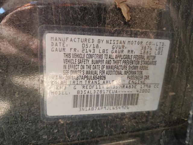 3N1AB7AP9JL654926 Nissan SENTRA S