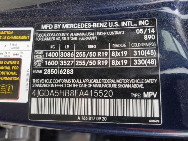 4JGDA5HB8EA415520 Mercedes-Benz Ml 350 4matic