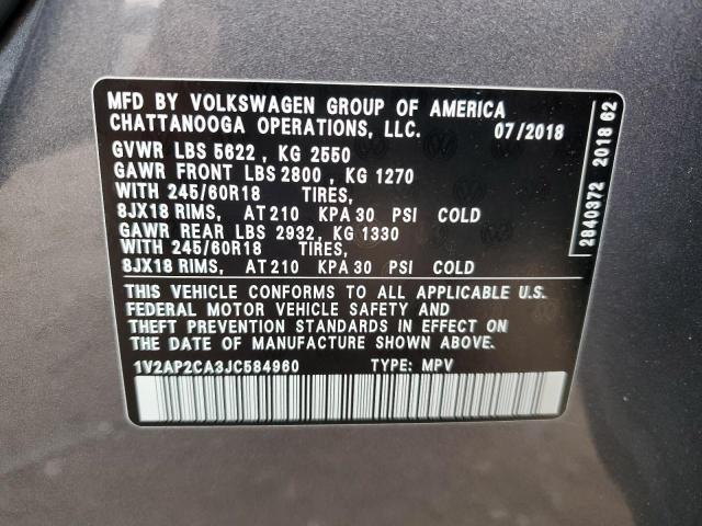 1V2AP2CA3JC584960 Volkswagen Atlas S