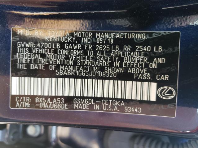 58ABK1GG5JU108320 Lexus ES 350