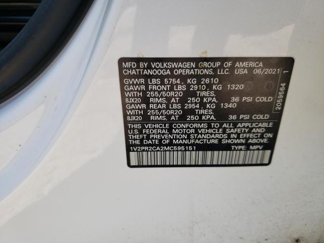 1V2PR2CA2MC595151 Volkswagen ATLAS SE