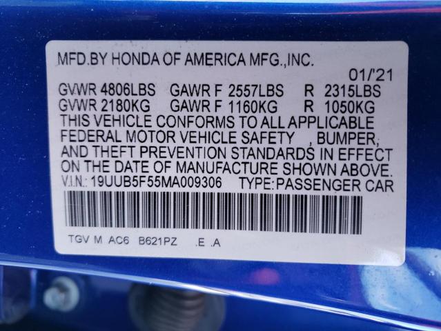 19UUB5F55MA009306 Acura Tlx Tech A