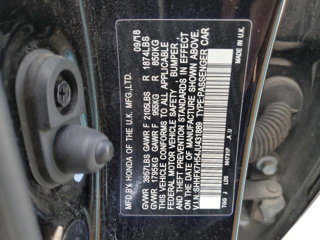 SHHFK7H54JU431889 Honda CIVIC EX