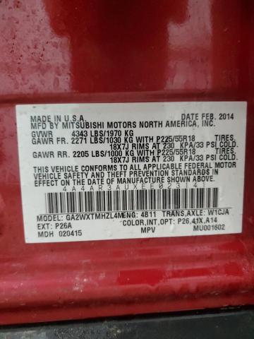 4A4AR3AUXEE023141 Mitsubishi Outlander Sport Es