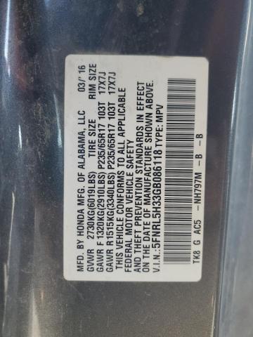 5FNRL5H33GB086118 Honda ODYSSEY SE