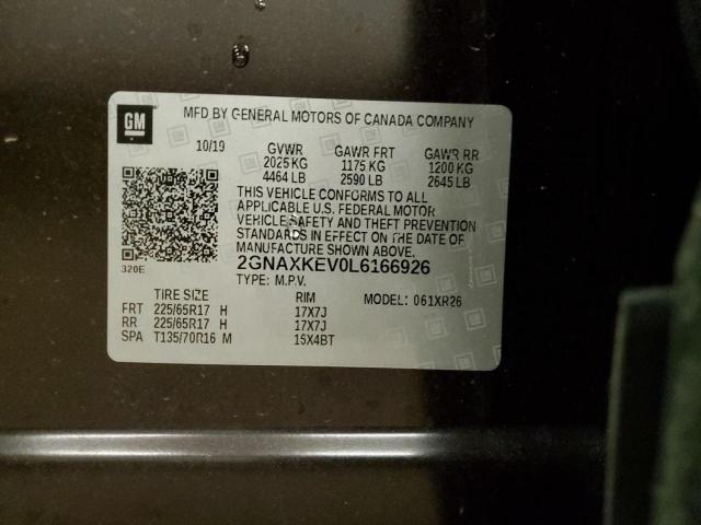 2GNAXKEV0L6166926 Chevrolet EQUINOX LT