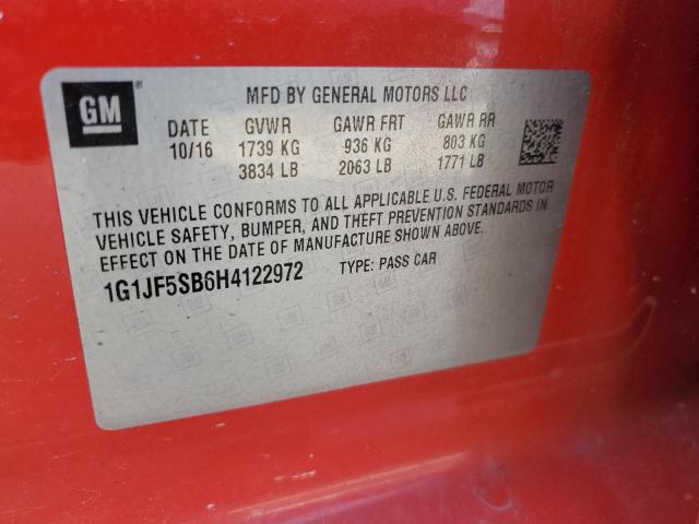 1G1JF5SB6H4122972 Chevrolet Sonic Premier