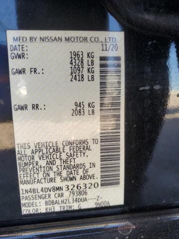1N4BL4DV8MN326320 Nissan ALTIMA SV