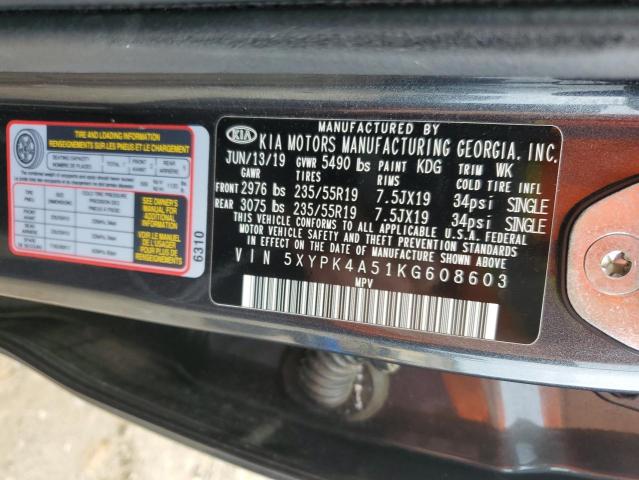 5XYPK4A51KG608603 KIA SORENTO SX