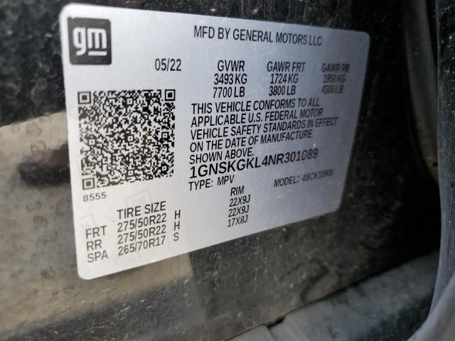 1GNSKGKL4NR301089 Chevrolet Suburban K1500 High Country