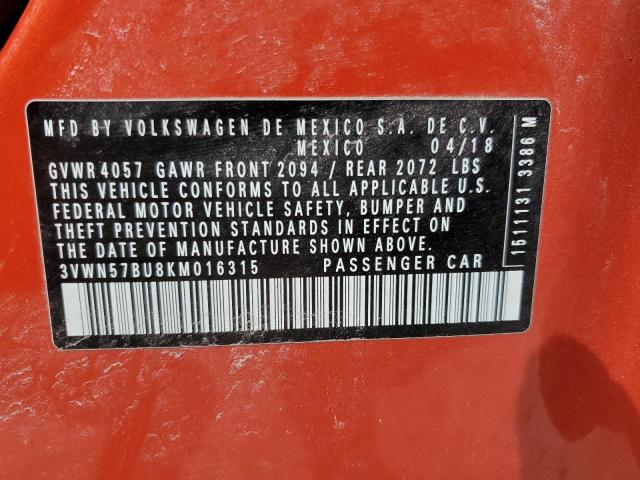 3VWN57BU8KM016315 Volkswagen JETTA S