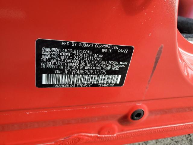 JF1VBAN62N8010725 Subaru Wrx Limited
