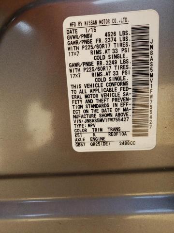 JN8AS5MV1FW755427 Nissan Rogue Select S