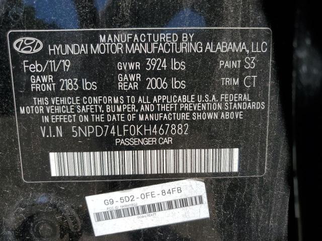 5NPD74LF0KH467882 Hyundai ELANTRA SE