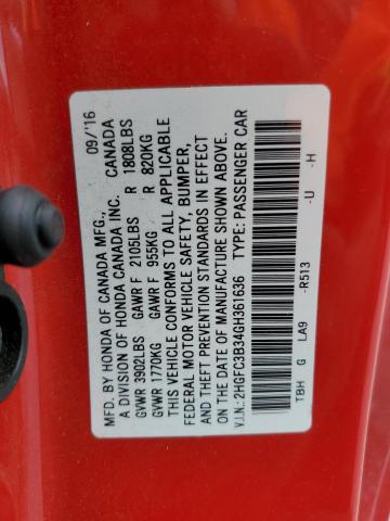 2HGFC3B34GH361636 Honda CIVIC EX