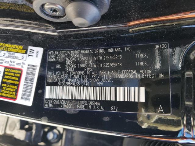 5TDGZRBH4LS513748 Toyota Highlander Xle