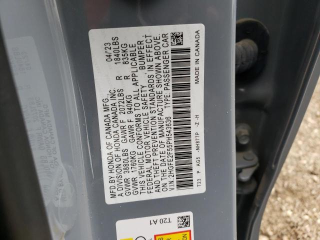 2HGFE2F55PH543636 Honda Civic Sport