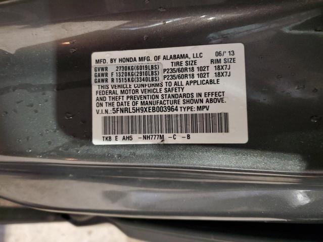 5FNRL5H9XEB003964 Honda Odyssey Touring