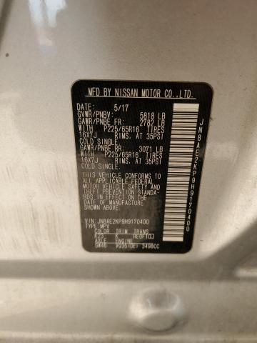 JN8AE2KP9H9170400 Nissan QUEST S