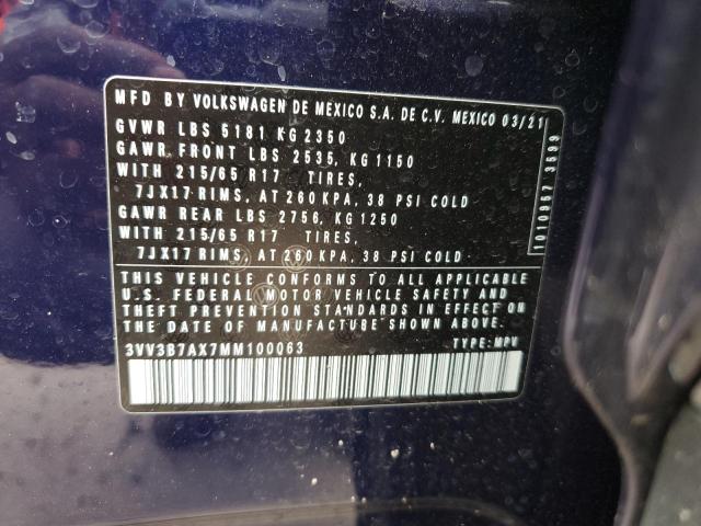 3VV3B7AX7MM100063 Volkswagen TIGUAN SE