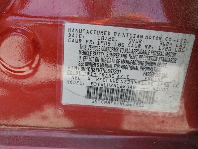3N1CN8FV7NL867201 Nissan VERSA SR