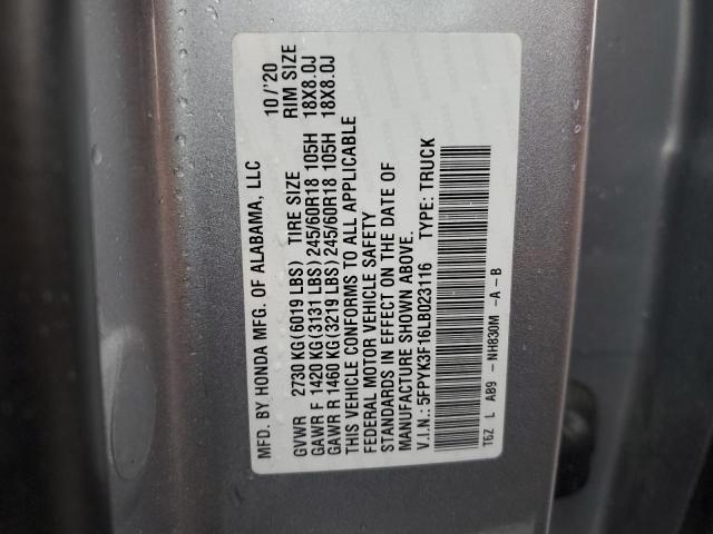 5FPYK3F16LB023116 Honda Ridgeline Sport