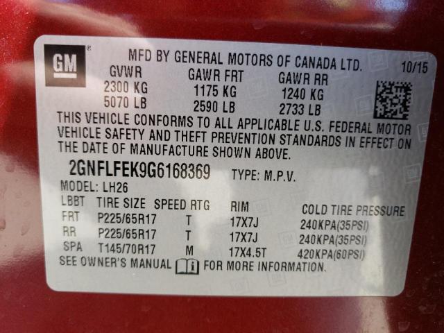 2GNFLFEK9G6168369 Chevrolet EQUINOX LT