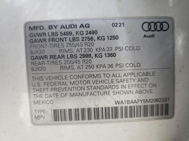 WA1BAAFY5M2062331 Audi Q5 Premium Plus