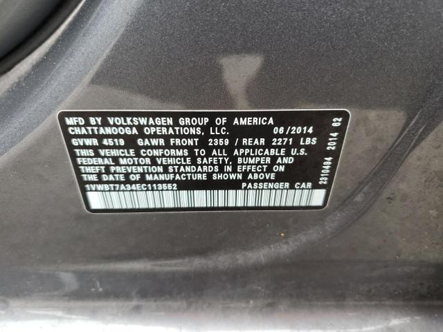 1VWBT7A34EC113552 Volkswagen PASSAT SE
