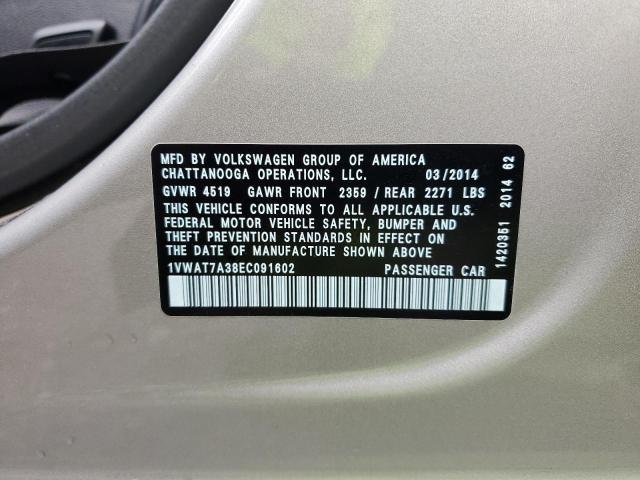 1VWAT7A38EC091602 Volkswagen PASSAT S