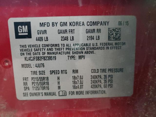 KL4CJFSB2FB239519 Buick Encore Convenience