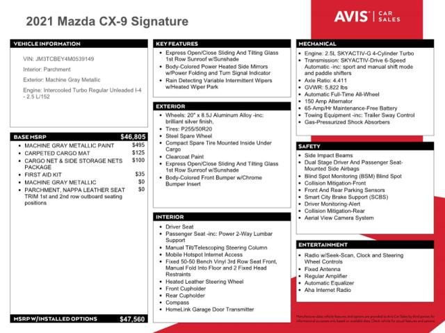 JM3TCBEY4M0539149 Mazda Cx-9 Signature